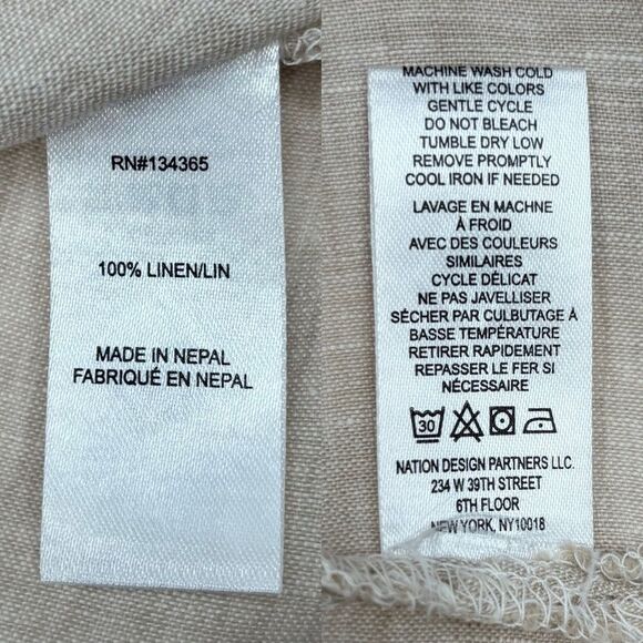 Andrea Jovine 100% Linen Women Size Beige Top Sz. L Minimalist - Picture 6 of 9
